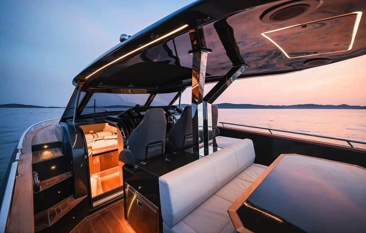 Forza 37, aft deck — Cannes Yachst hire, Cannes. Forza 37 — 20m