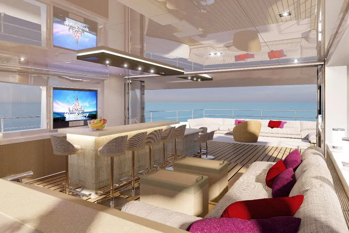 Majesty 100, главная каюта — Cannes Yachst hire, Канны. Majesty 100 — 32m