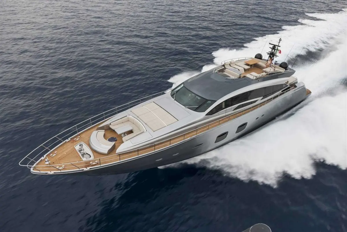 Pershing 108, aft deck — Cannes Yachst hire, Cannes. Pershing 108 — 33m