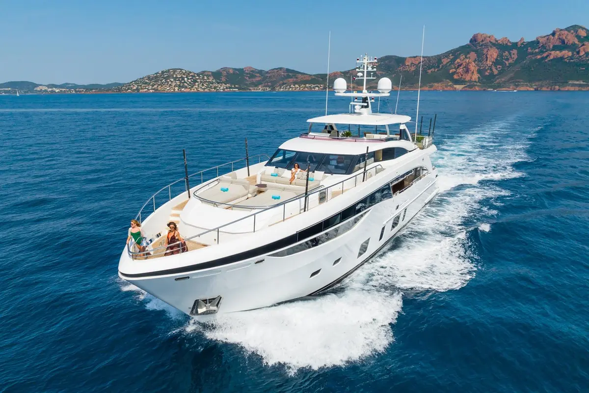 Princess 35M, aft deck — Cannes Yachst hire, Cannes. Princess 35M — 35m