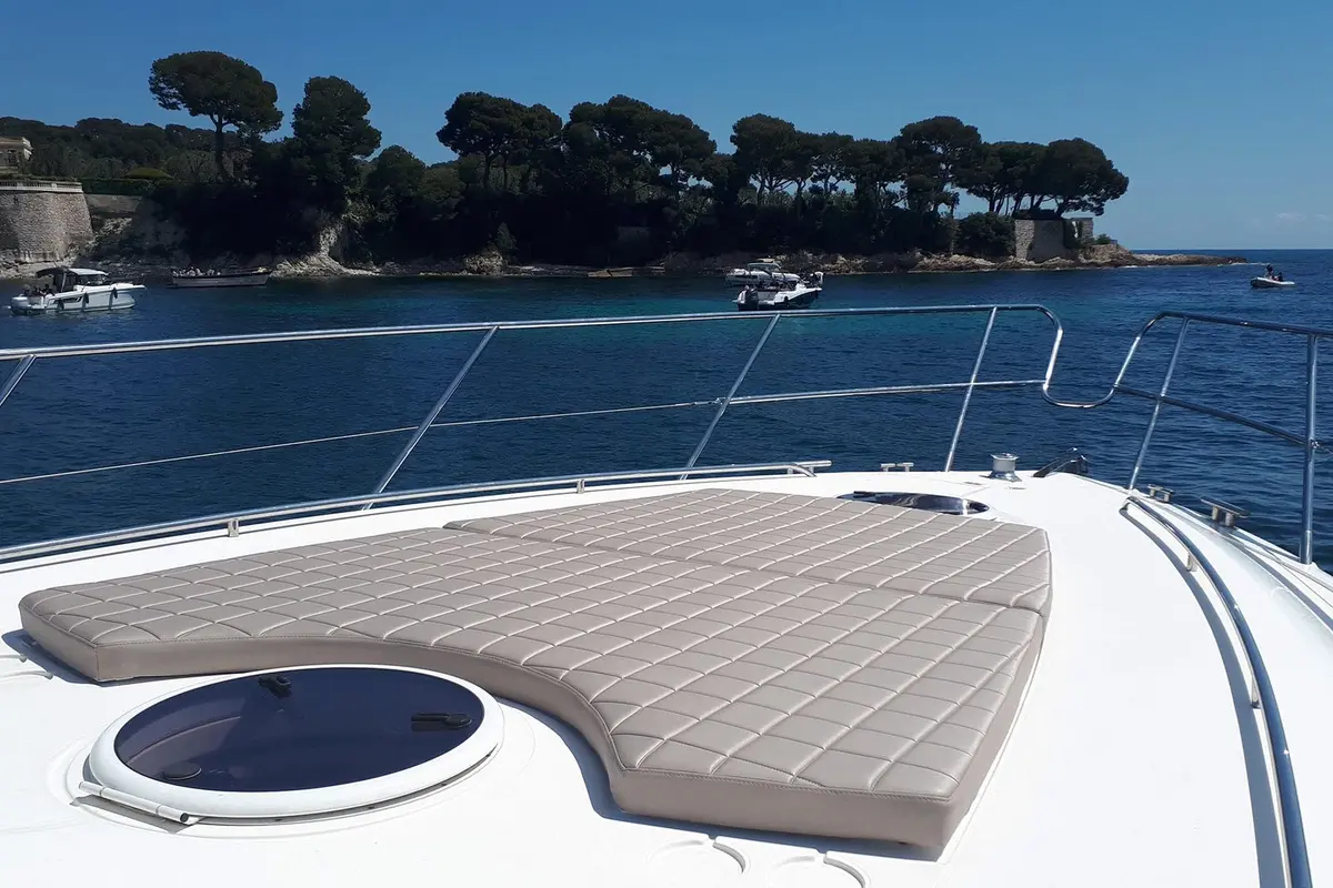 Princess 50, aft deck — Cannes Yachst hire, Cannes. Princess 50 — 15.5m