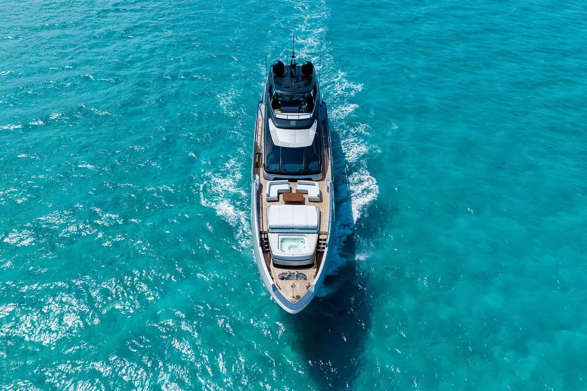 Riva 130, aft deck — Cannes Yachst hire, Cannes. Riva 130 — 40m